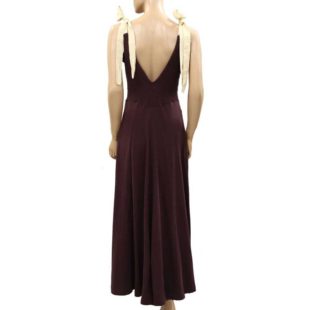 Free People Free-est Cecelia Solid Midi Dress Smocked Sleeveless Cotton S 286717 - Picture 7 of 8